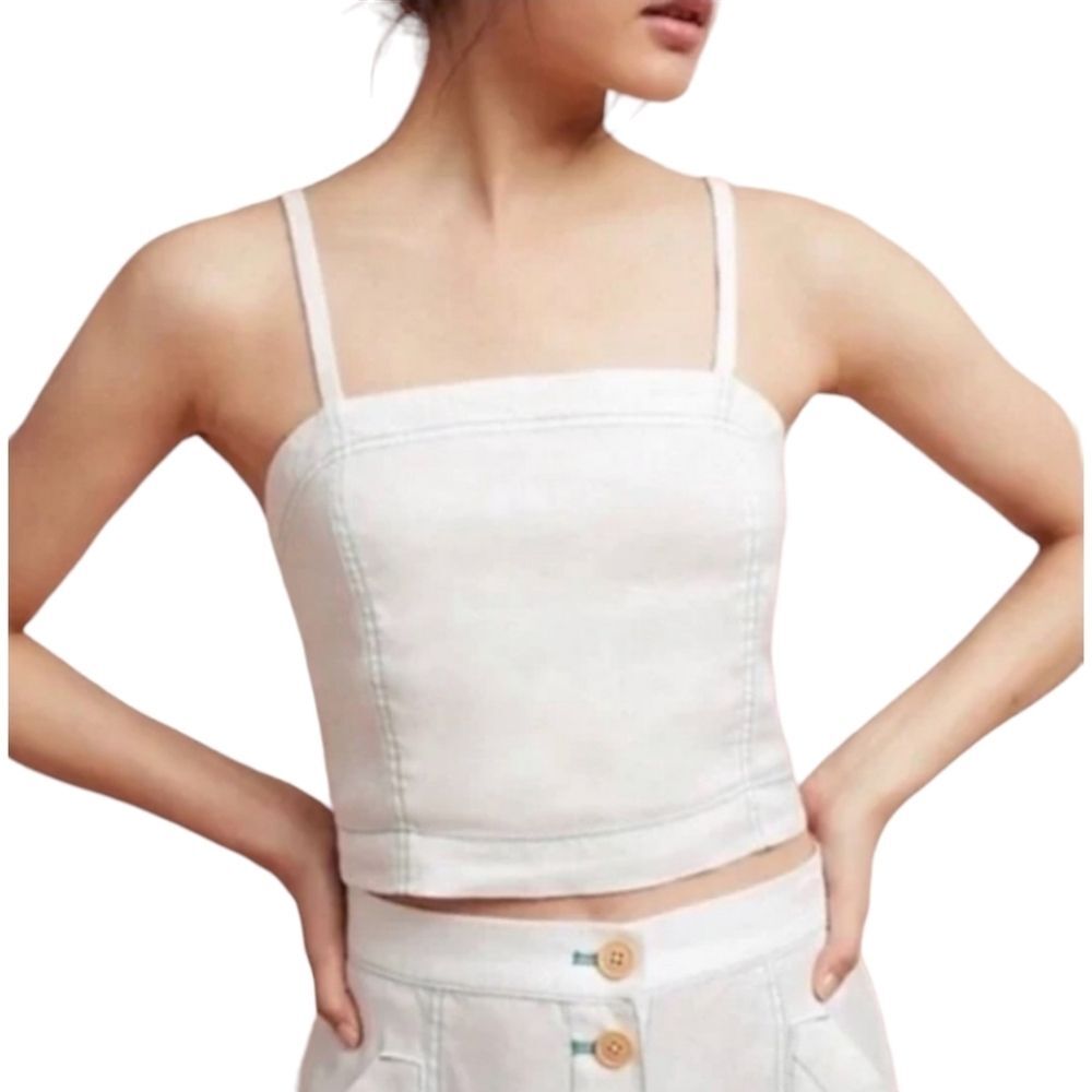Akemi + Kin Anthropologie linen blend crop top size 10
